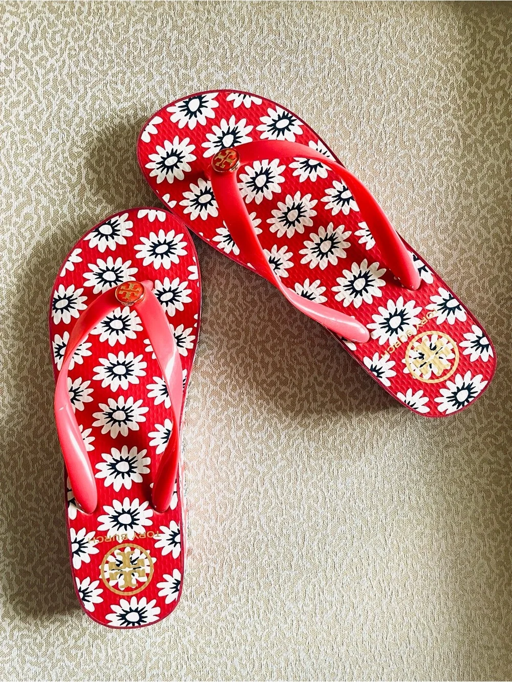 Tory Burch Platform Wedge Thong Flip Flop Sandals Thandie Logo Size 9 NWT